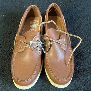 Tommy Hilfiger Tan Leather Boat Shoes
